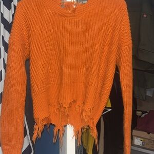 Women’s Orange Distressed Knit Sweater size M